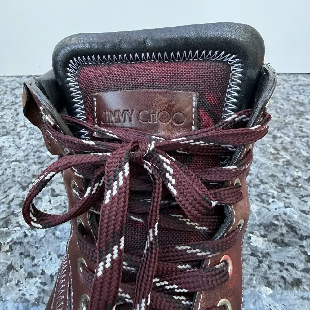 Jimmy Choo Red Burgandy Leather Boots Men’s Size EU 44